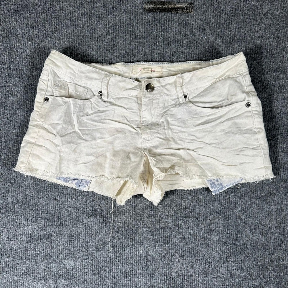 Forever 21 Shorts Womens 26 Off White Denim Cutoff Frayed Hem Casual Stained
